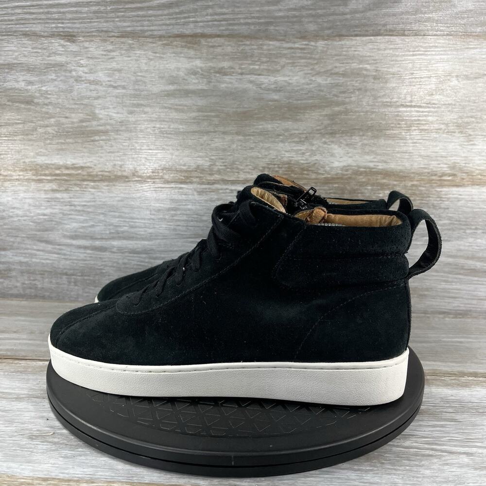 Vionic Black Suede Mid-Top Sneakers with White Sole